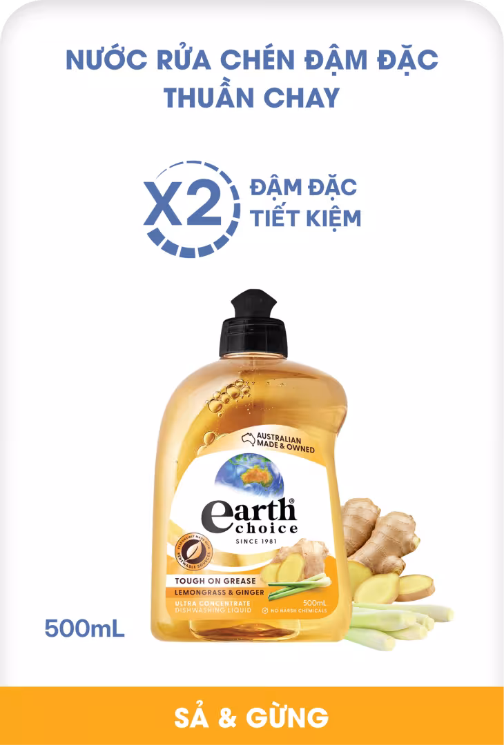 Nước rửa chén đậm đặc thuần chay Gừng xả